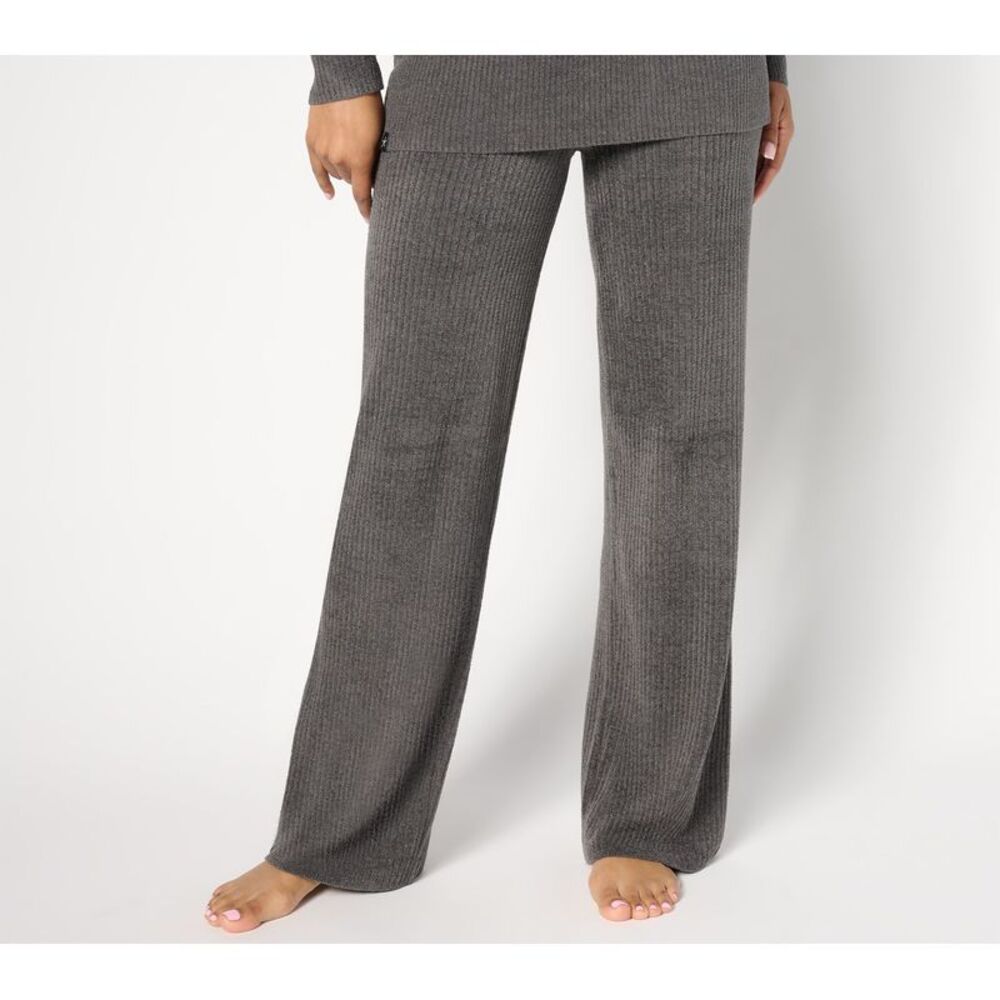 Barefoot Dreams Ribbed Wide-Leg Lounge Pants in Gray